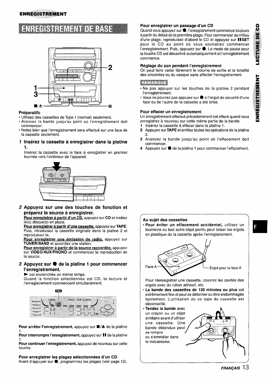 Au sujet des cassettes | Aiwa CX-ZL10 User Manual | Page 53 / 63