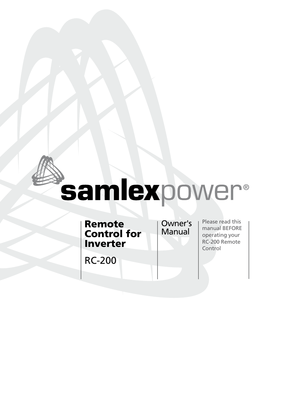 Samlex America RC-200 User Manual | 8 pages