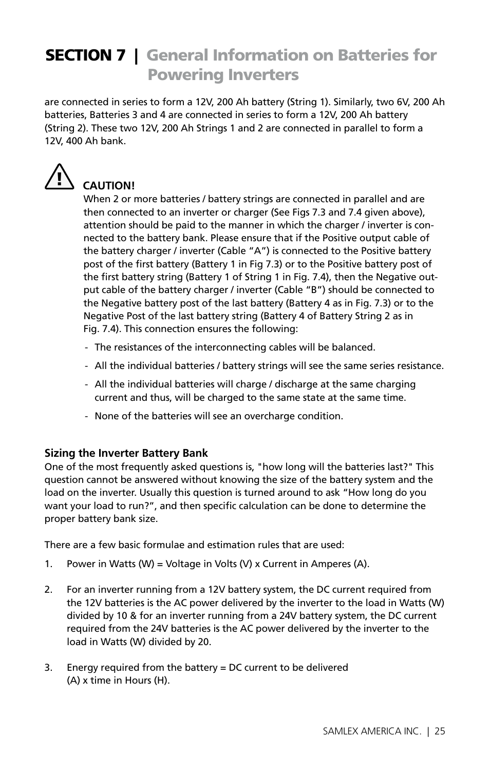 Samlex America PST-30S-24E User Manual | Page 25 / 48