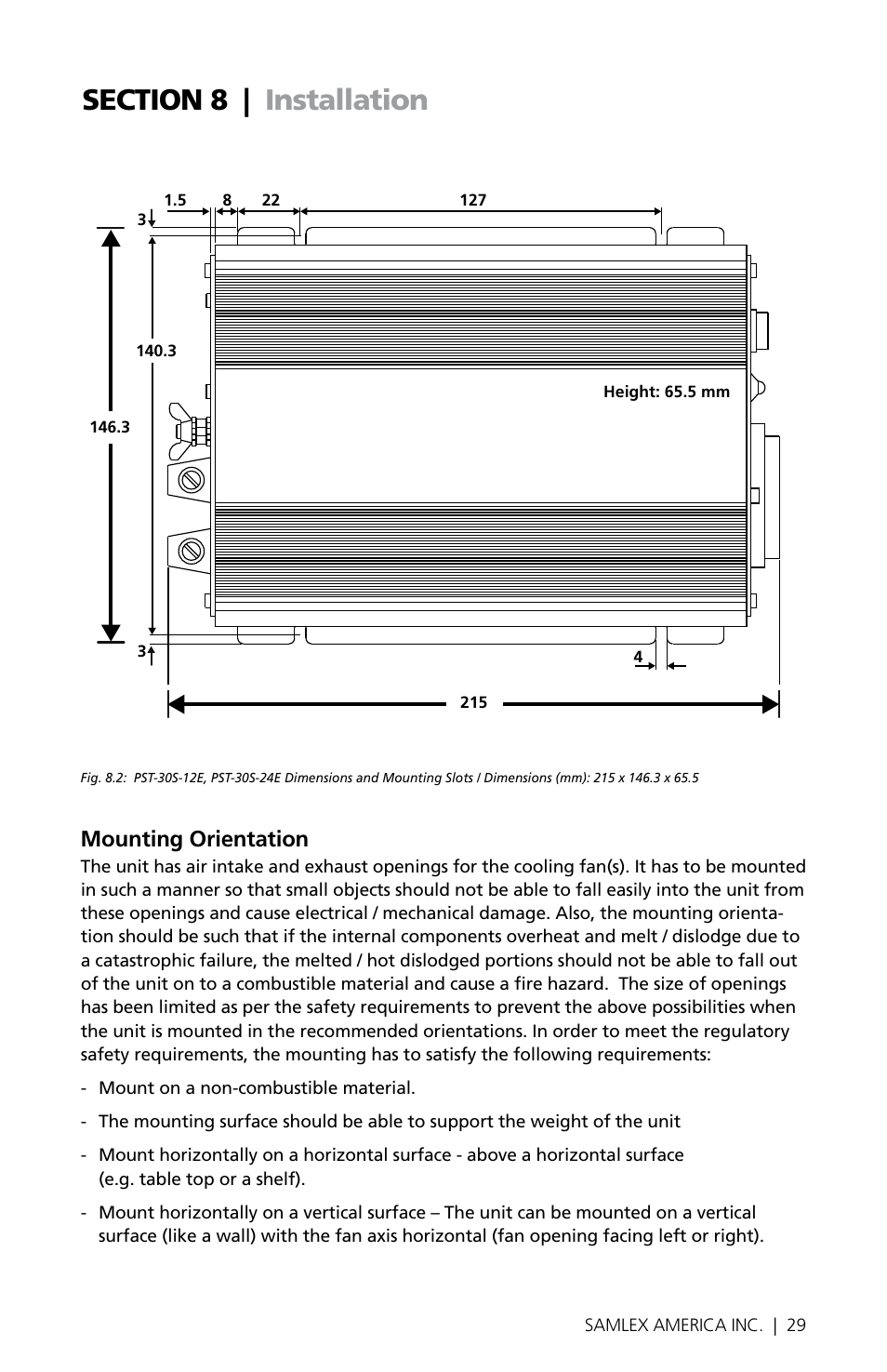 Mounting orientation | Samlex America PST-30S-24E User Manual | Page 29 / 48