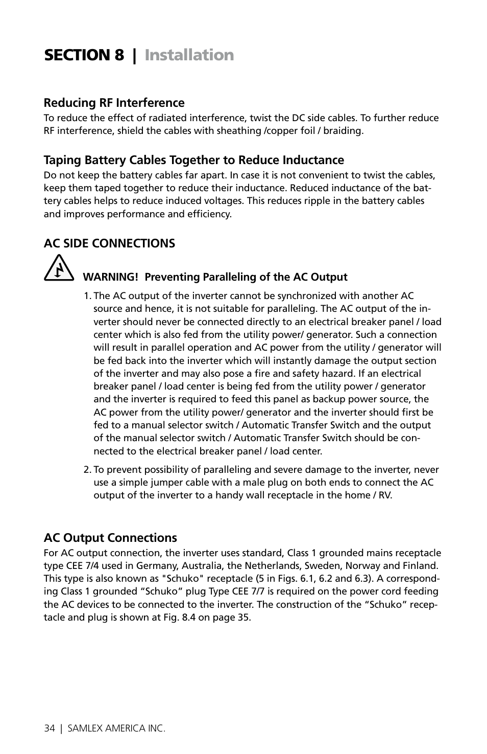 Samlex America PST-30S-24E User Manual | Page 34 / 48