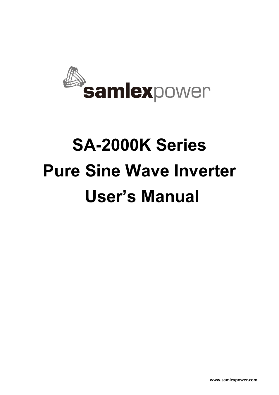 Samlex America SA-2000K User Manual | 21 pages