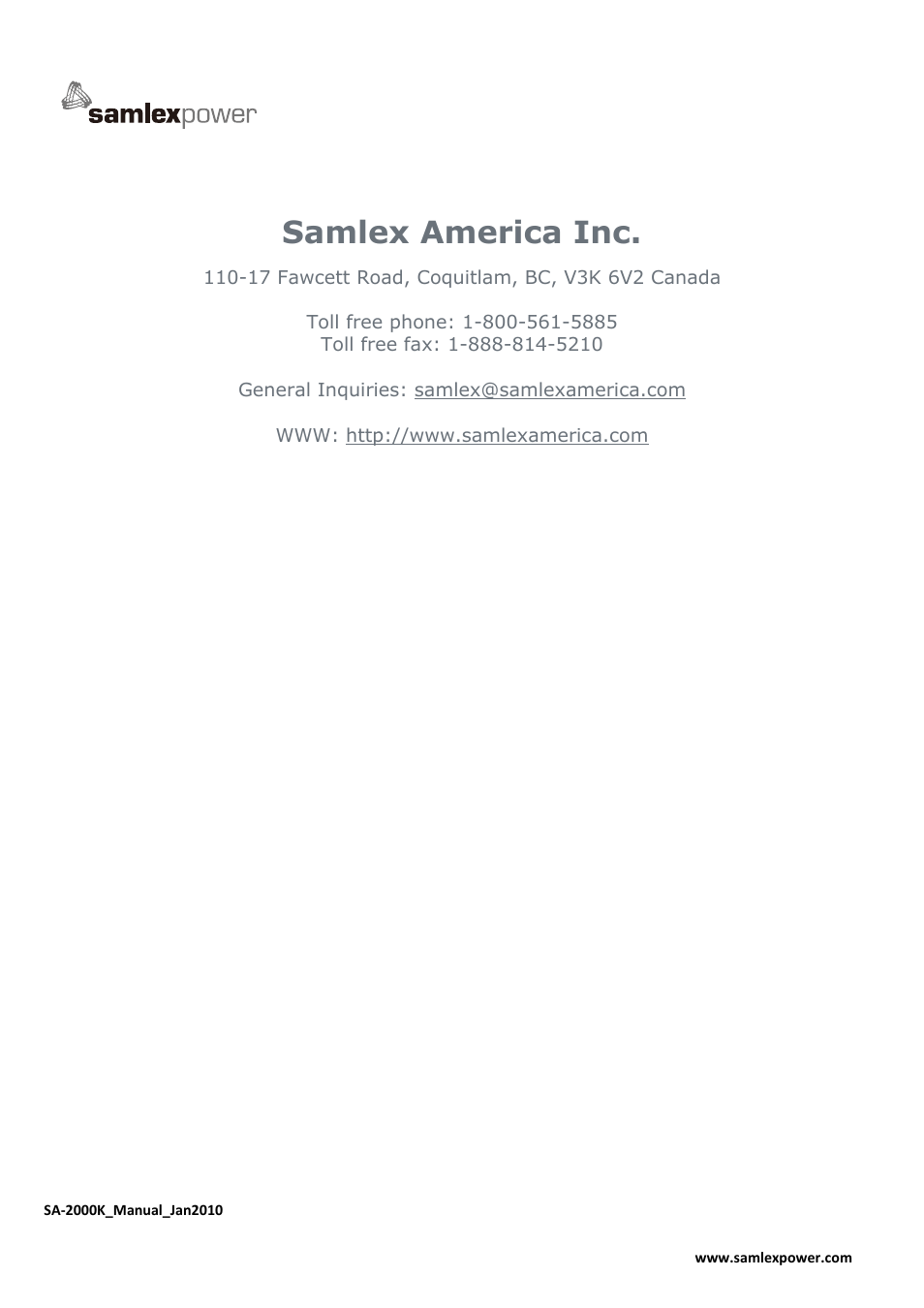 1000-0193_a4-21, Samlex america inc | Samlex America SA-2000K User Manual | Page 21 / 21