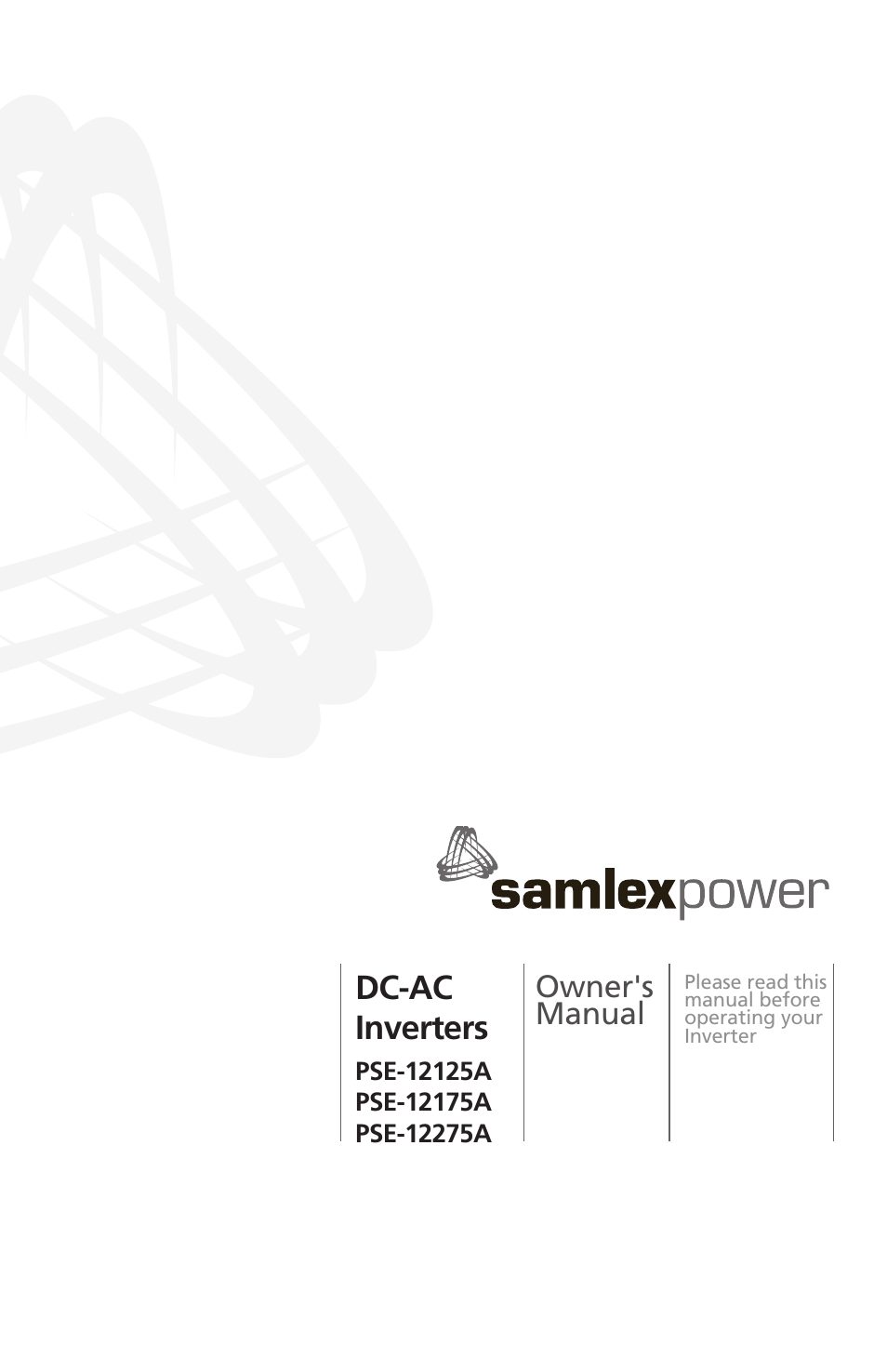 Samlex America PSE-12275A User Manual | 36 pages