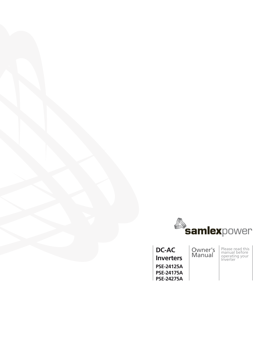 Samlex America PSE-24275A User Manual | 36 pages