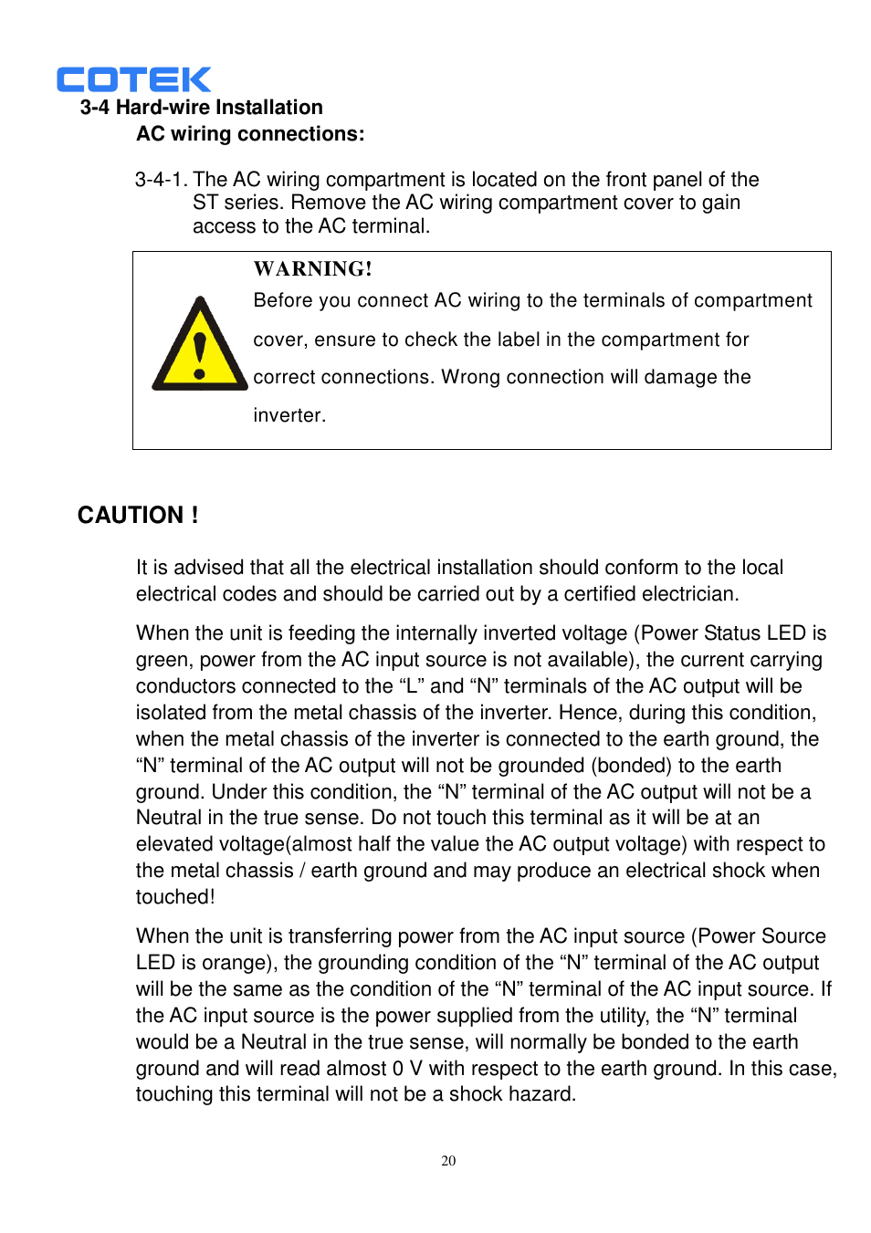 Caution | Samlex America ST1500-148 User Manual | Page 21 / 40