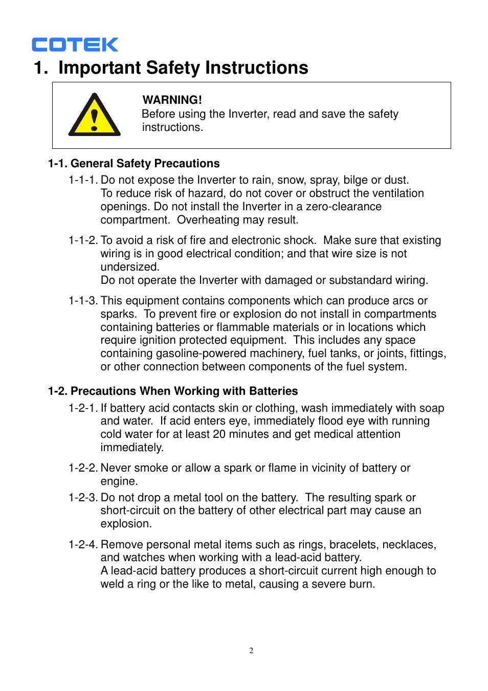 Important safety instructions | Samlex America ST1500-148 User Manual | Page 3 / 40