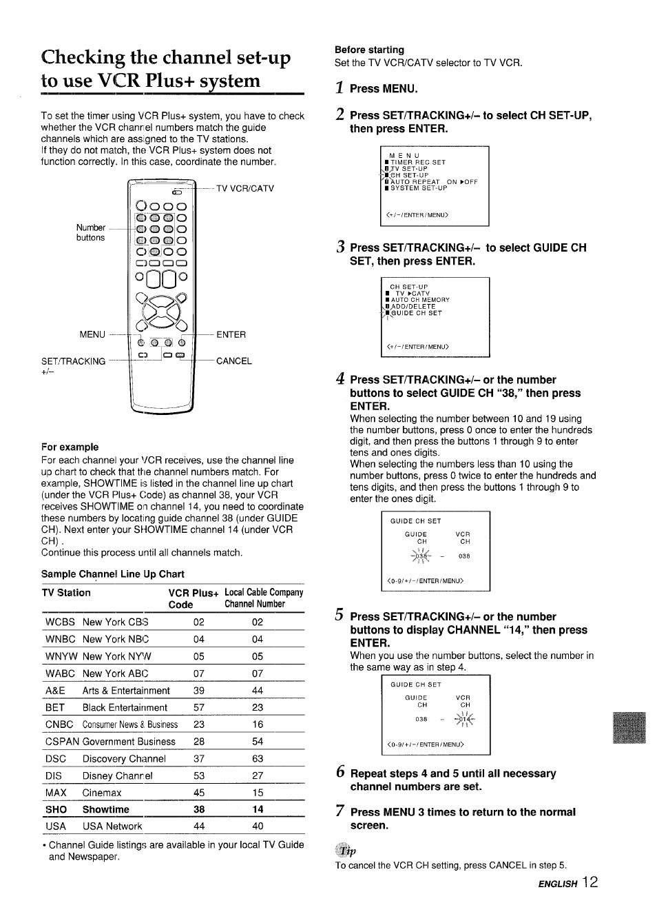 For example, Before starting, Checking the channel set-up to use vcr plus-i | System | Aiwa VX-S135U User Manual | Page 13 / 110