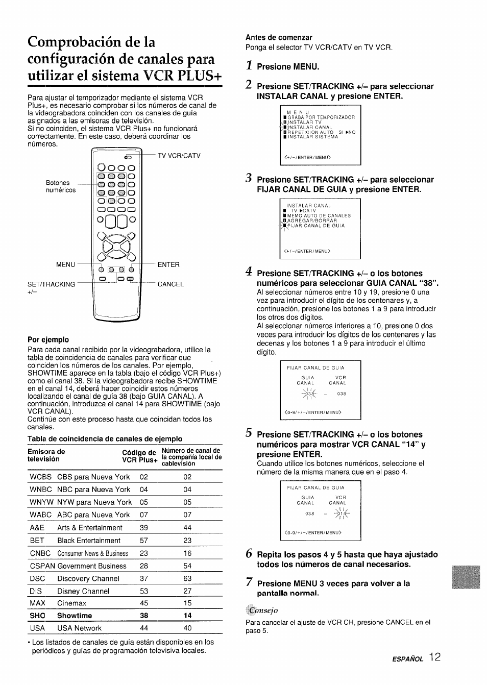 Por ejemplo, Antes de comenzar | Aiwa VX-S135U User Manual | Page 49 / 110