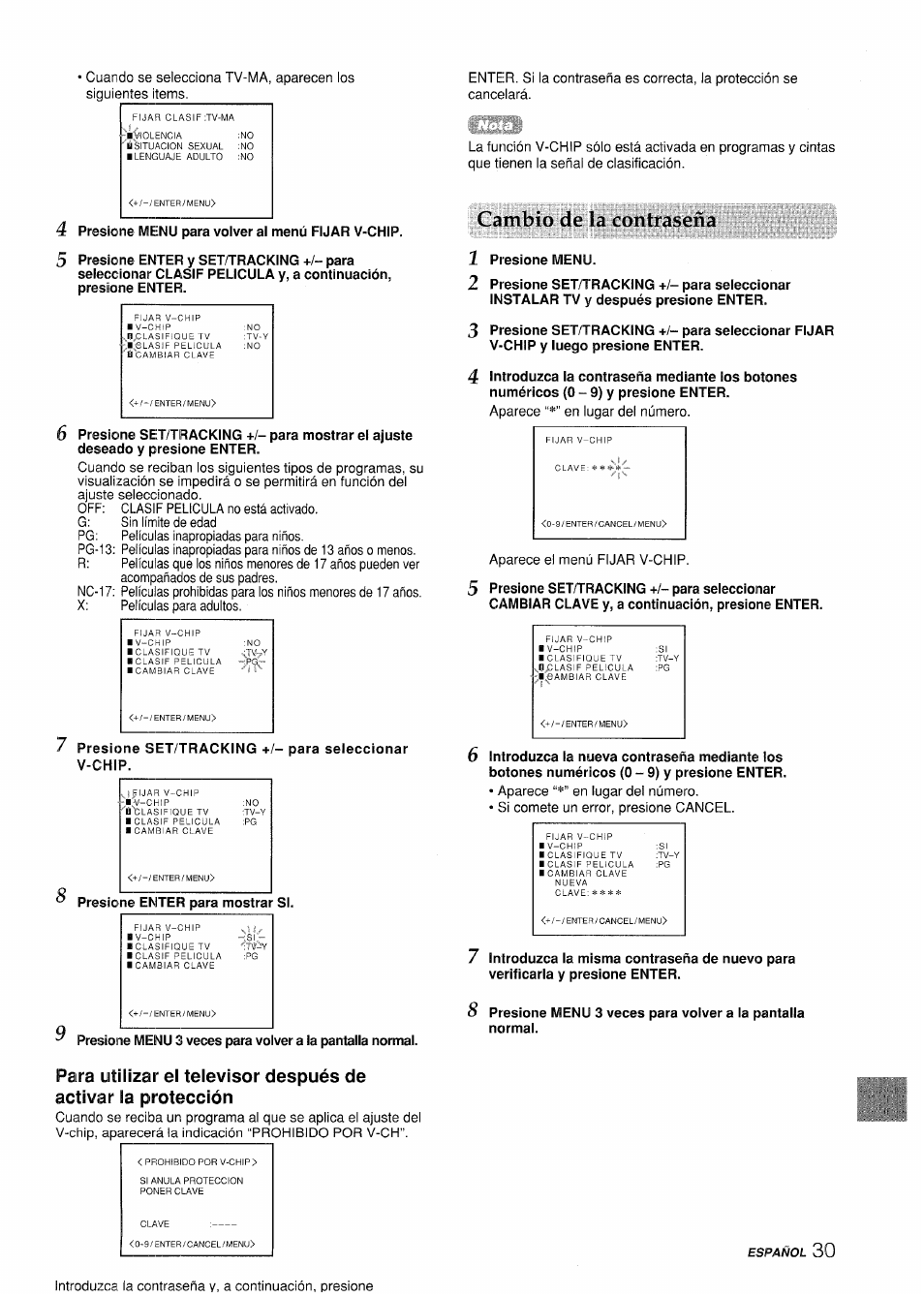 Cambio de la contraseña | Aiwa VX-S135U User Manual | Page 67 / 110