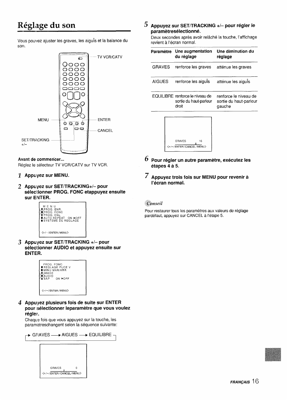 Réglage du son, Avant de commencer | Aiwa VX-S135U User Manual | Page 89 / 110