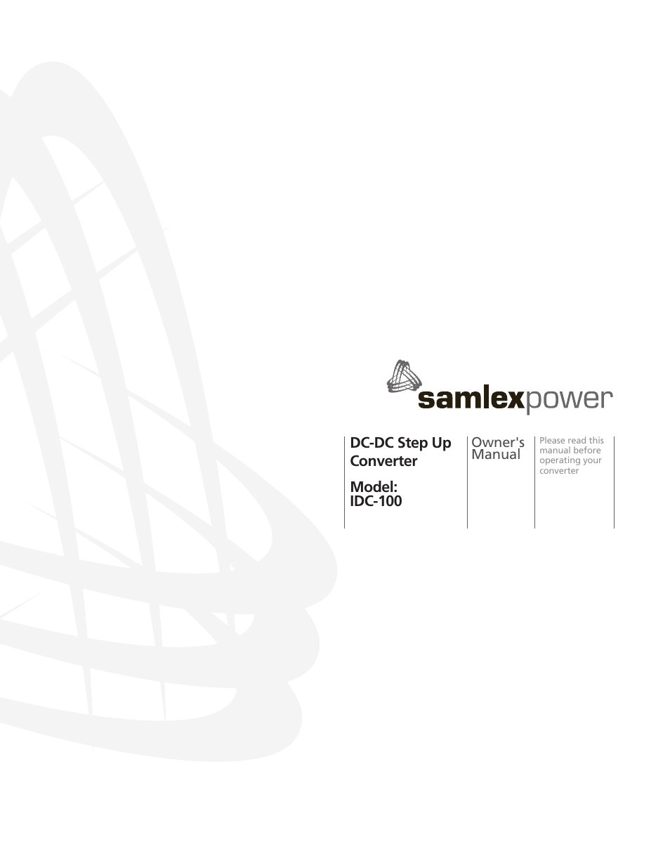 Samlex America IDC-100 User Manual | 4 pages