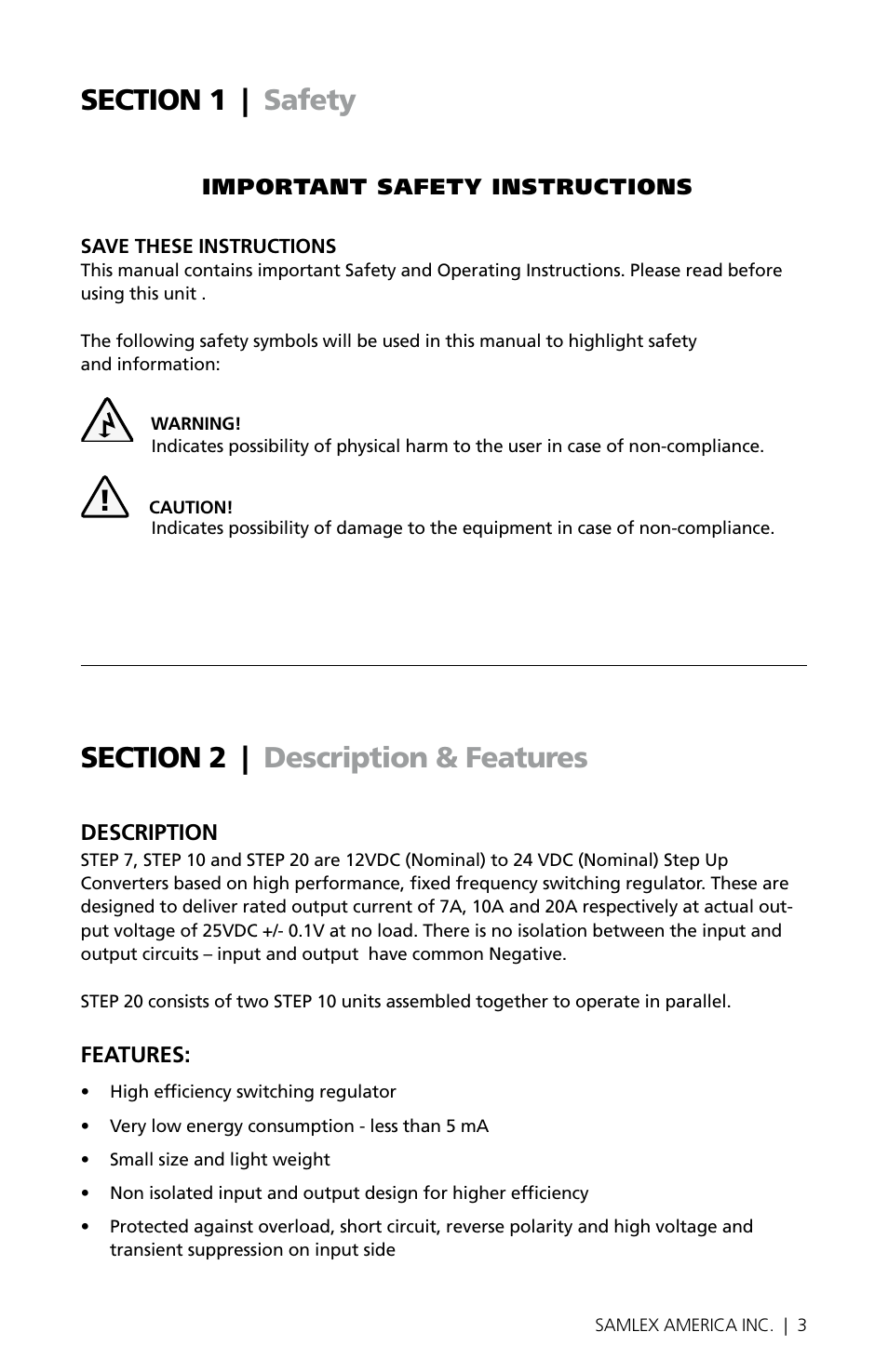 Samlex America Step 20 User Manual | Page 3 / 14