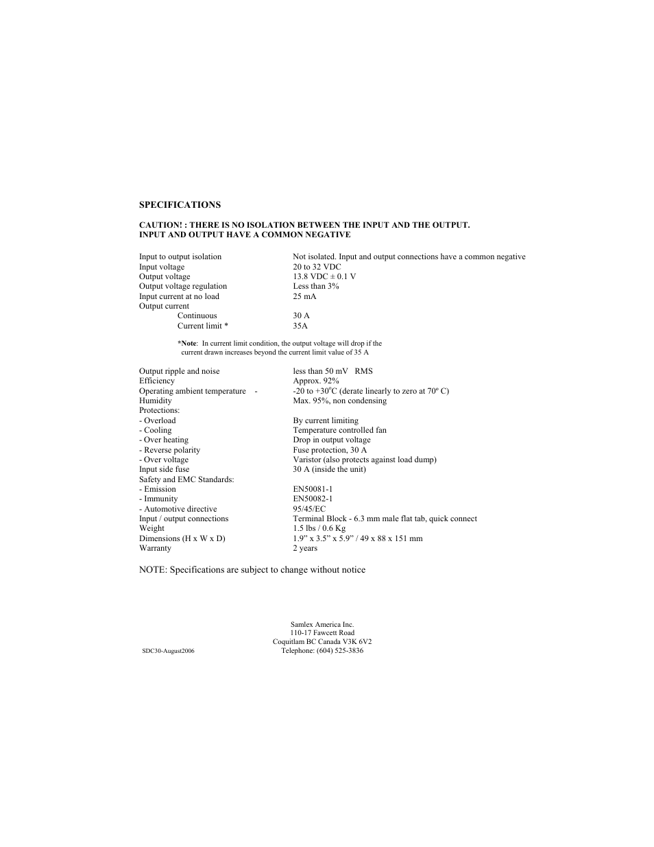 Samlex America SDC-30 User Manual | Page 3 / 4