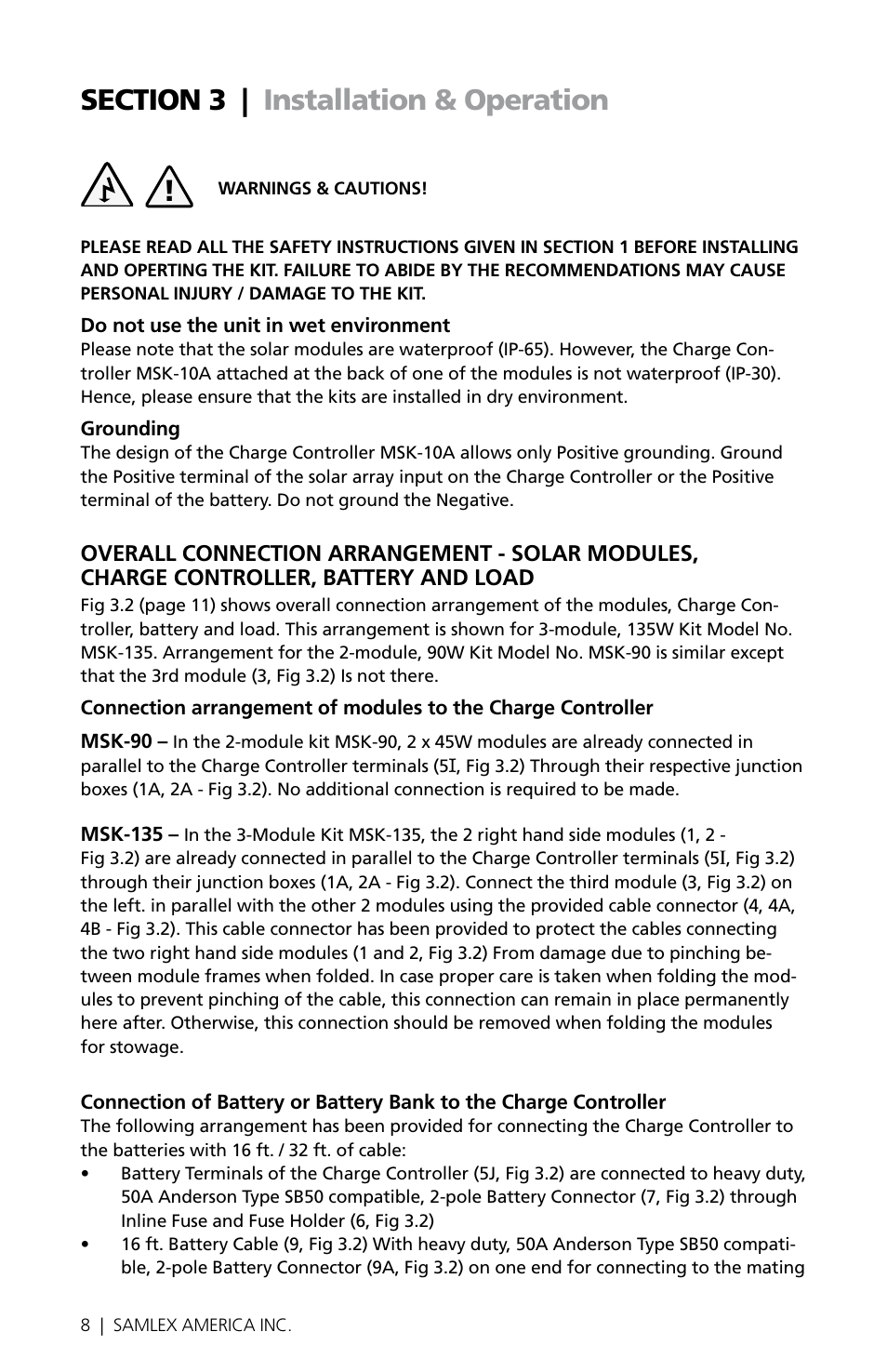 Samlex America MSK-135 User Manual | Page 8 / 20
