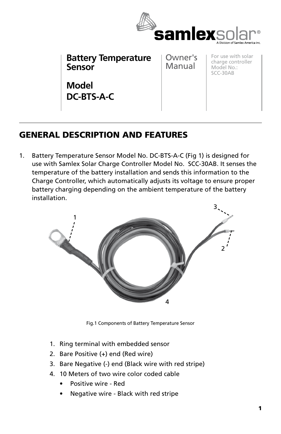 Samlex America DC-BTS-A-C User Manual | 4 pages