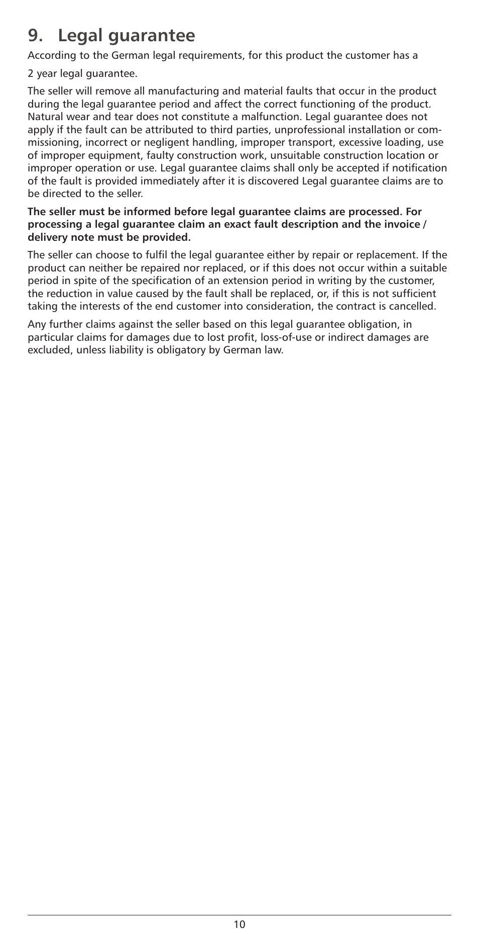 Legal guarantee | Samlex America Steca_Solarix_PRS User Manual | Page 10 / 10