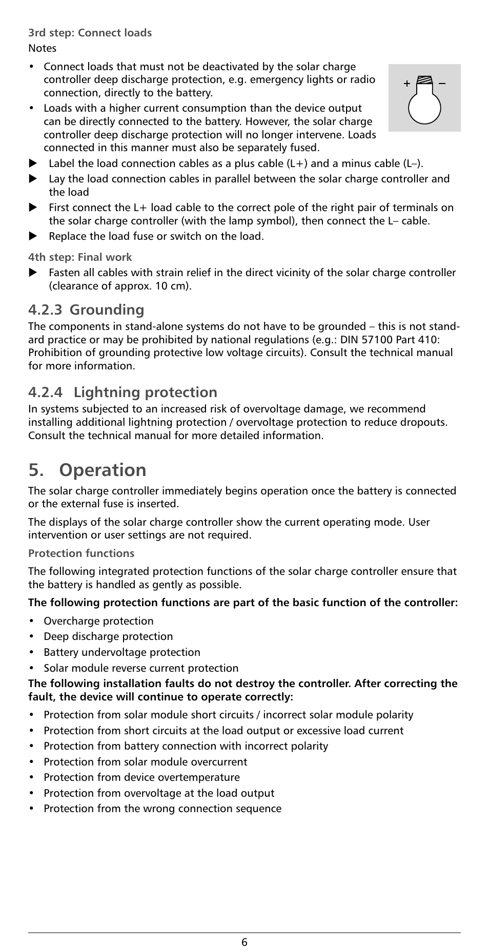 Operation, 3 grounding, 4 lightning protection | Samlex America Solarix-PRS User Manual | Page 6 / 10