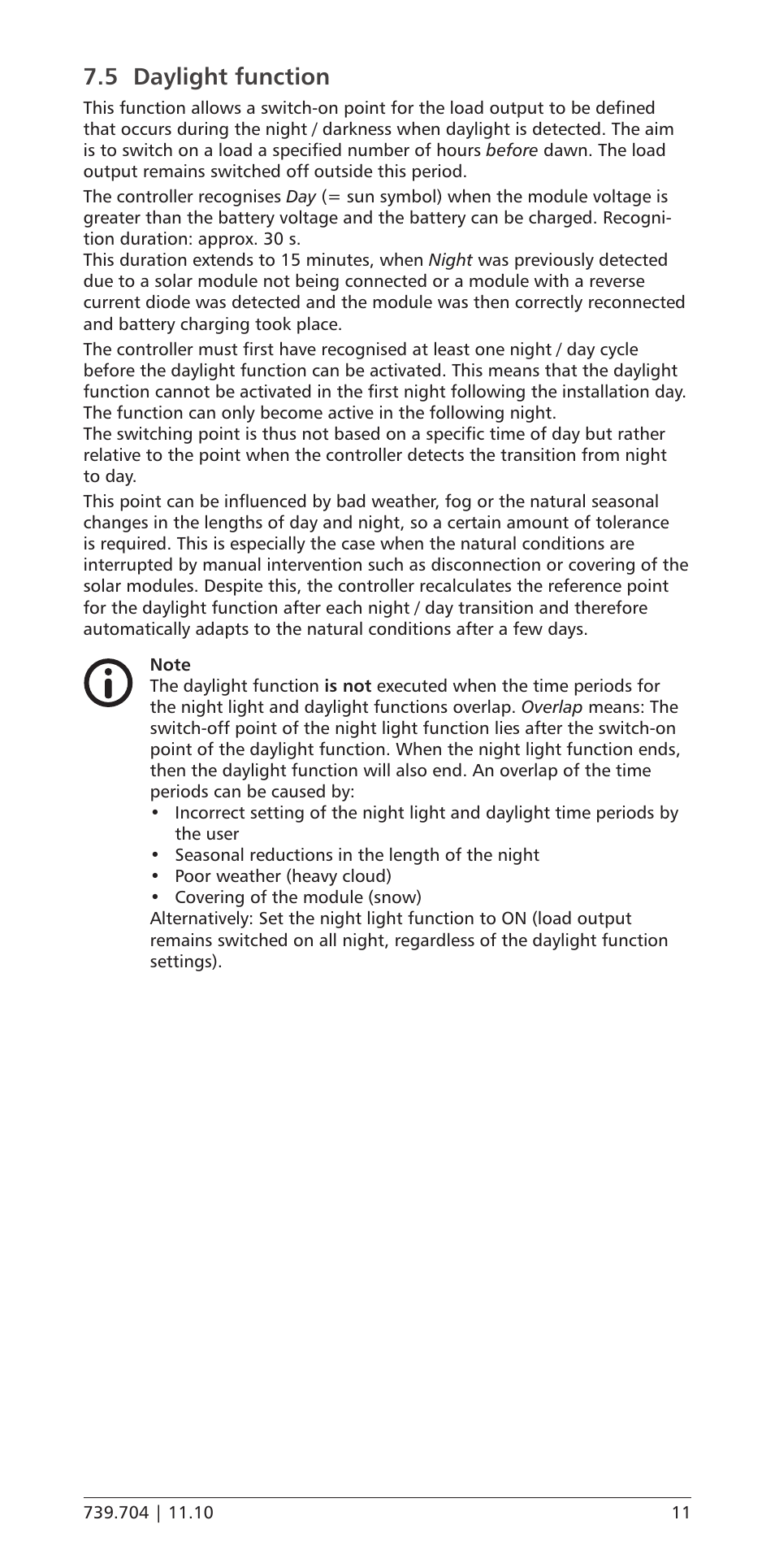 5 daylight function, Daylight function | Samlex America PR-3030 User Manual | Page 11 / 20