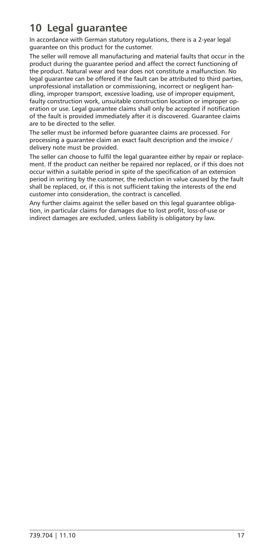 10 legal guarantee, Legal guarantee | Samlex America PR-3030 User Manual | Page 17 / 20