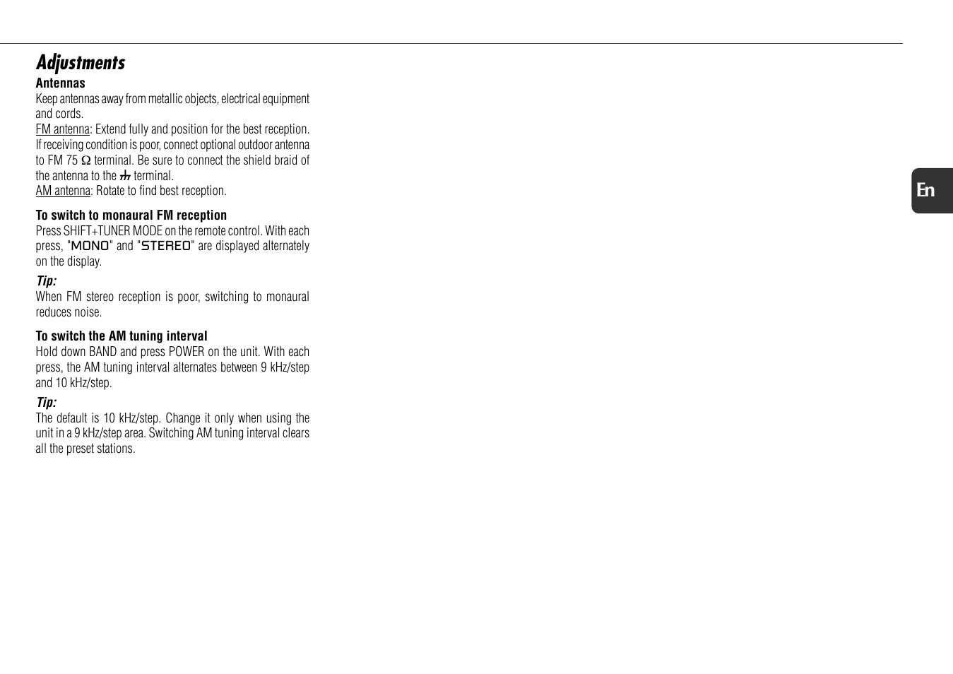 Adjustments, 13 en | Aiwa NSX-D70 User Manual | Page 13 / 22