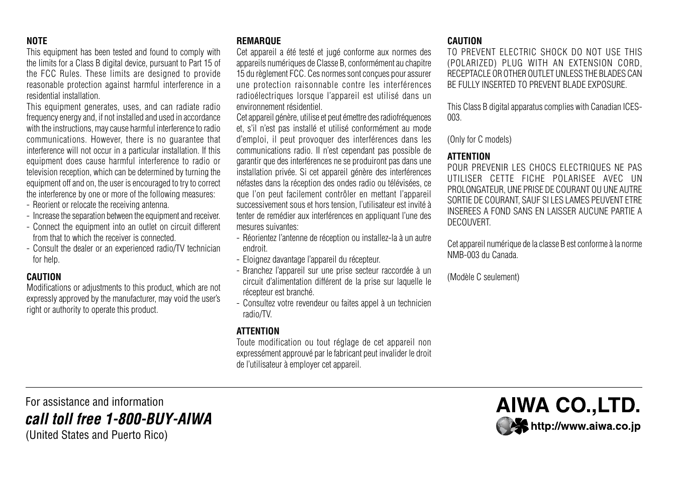 Aiwa NSX-D70 User Manual | Page 22 / 22