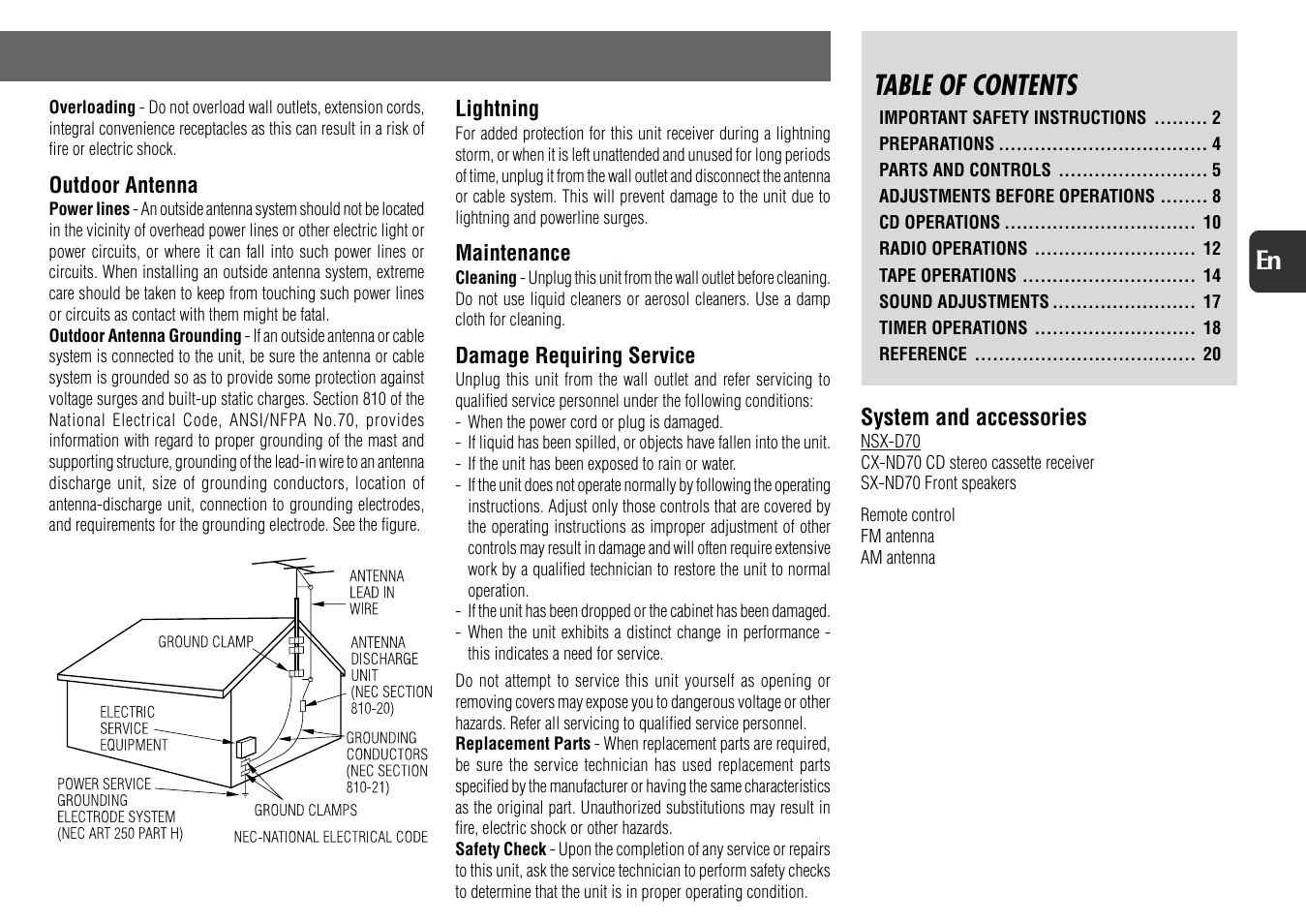 Aiwa NSX-D70 User Manual | Page 3 / 22
