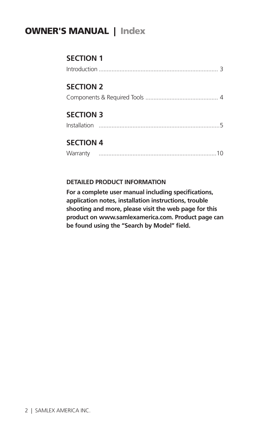 Owner's manual | index | Samlex America ADJ-28 User Manual | Page 2 / 12