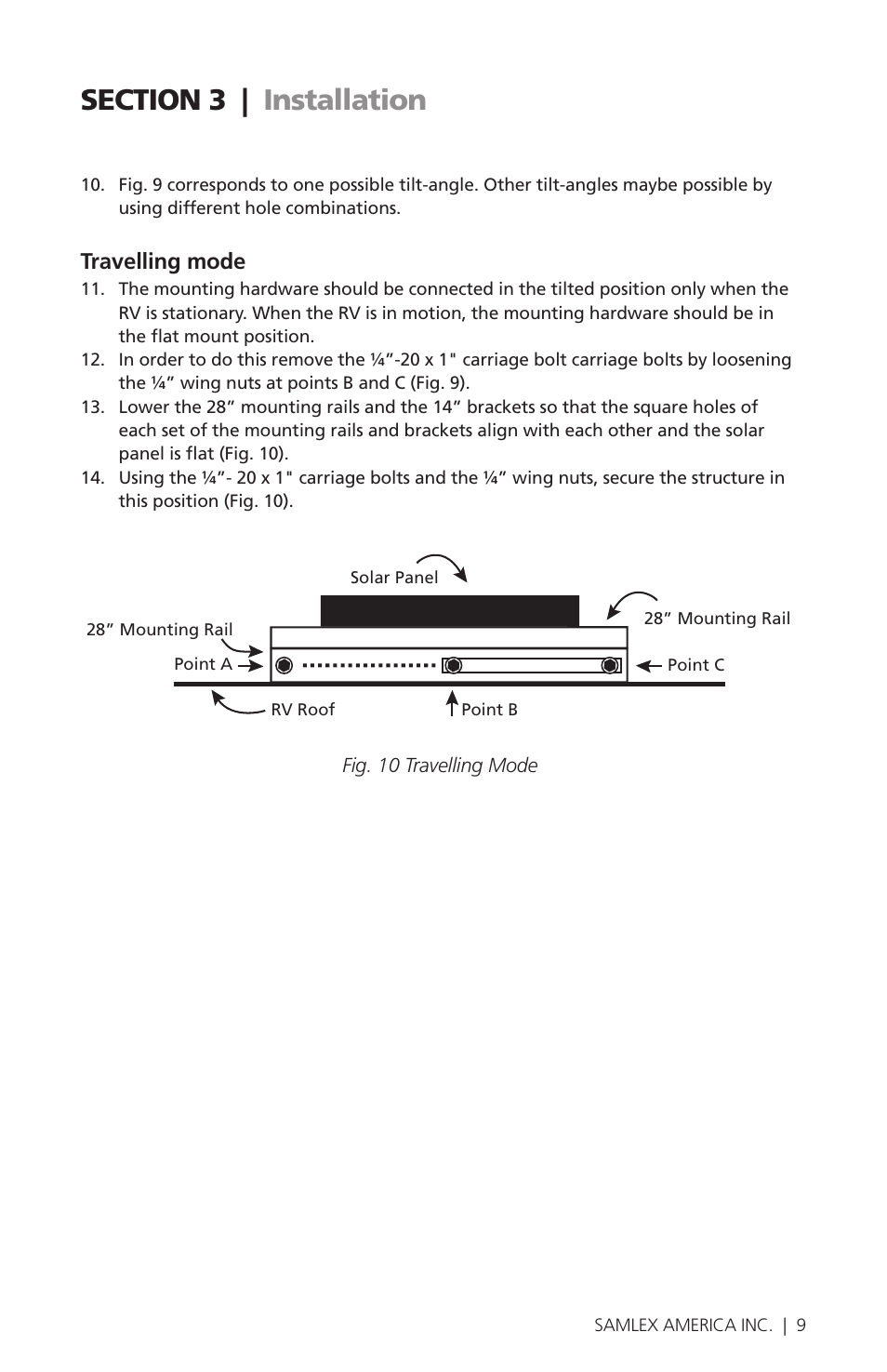 Travelling mode | Samlex America ADJ-28 User Manual | Page 9 / 12