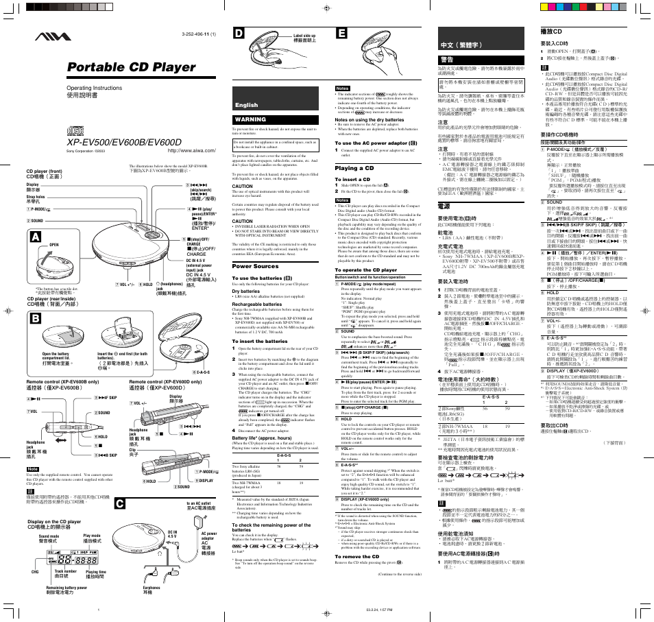 Aiwa EV600D User Manual | 2 pages