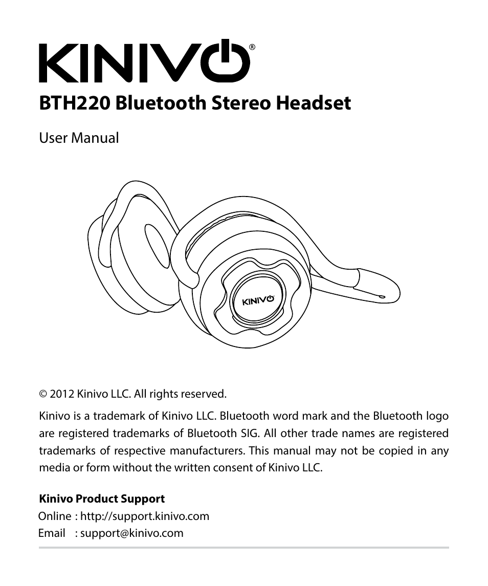 Kinivo BTH220 Bluetooth Stereo Headphone EN User Manual | 16 pages