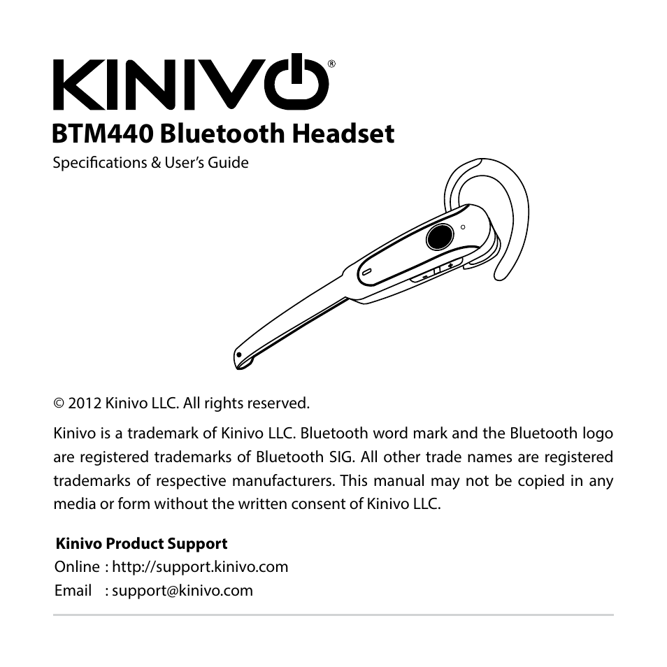 Kinivo BTM440 Bluetooth Headset User Manual | 18 pages