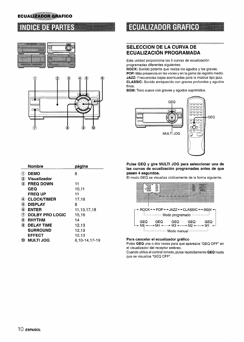 I lm, Alizador grafico, Seleccion de la curva de ecualizaclón programada | Ind b | Aiwa XR-MT1000 User Manual | Page 48 / 116