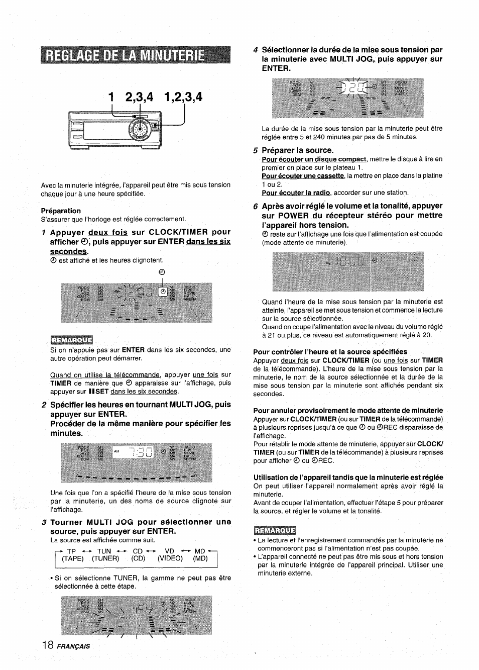 Reglage de la minuteri, Préparation, Pour contrôler l’heure et la source spécifiées | Aiwa XR-MT1000 User Manual | Page 94 / 116