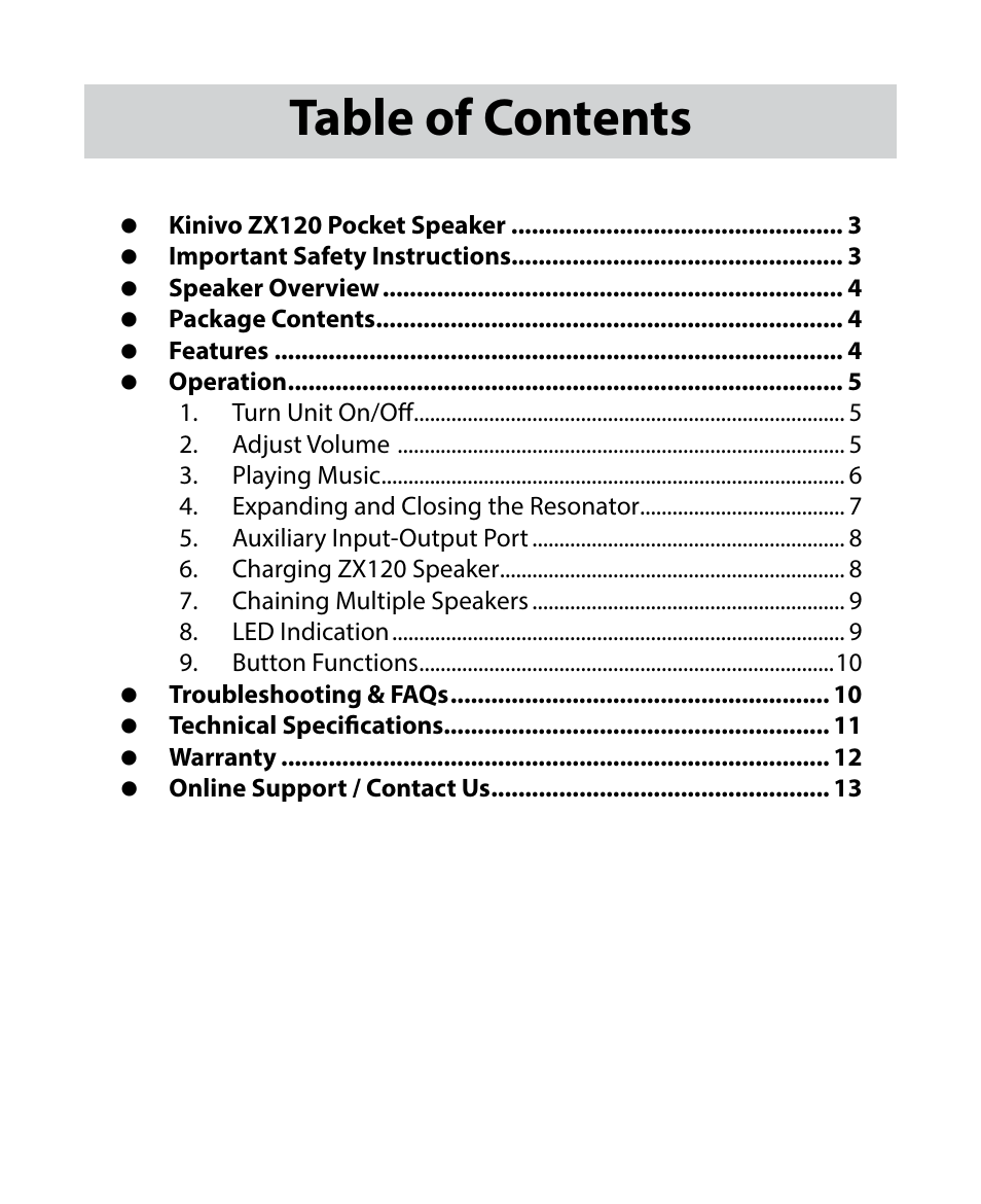Kinivo ZX120 Mini Portable Wired Speaker User Manual | Page 2 / 14