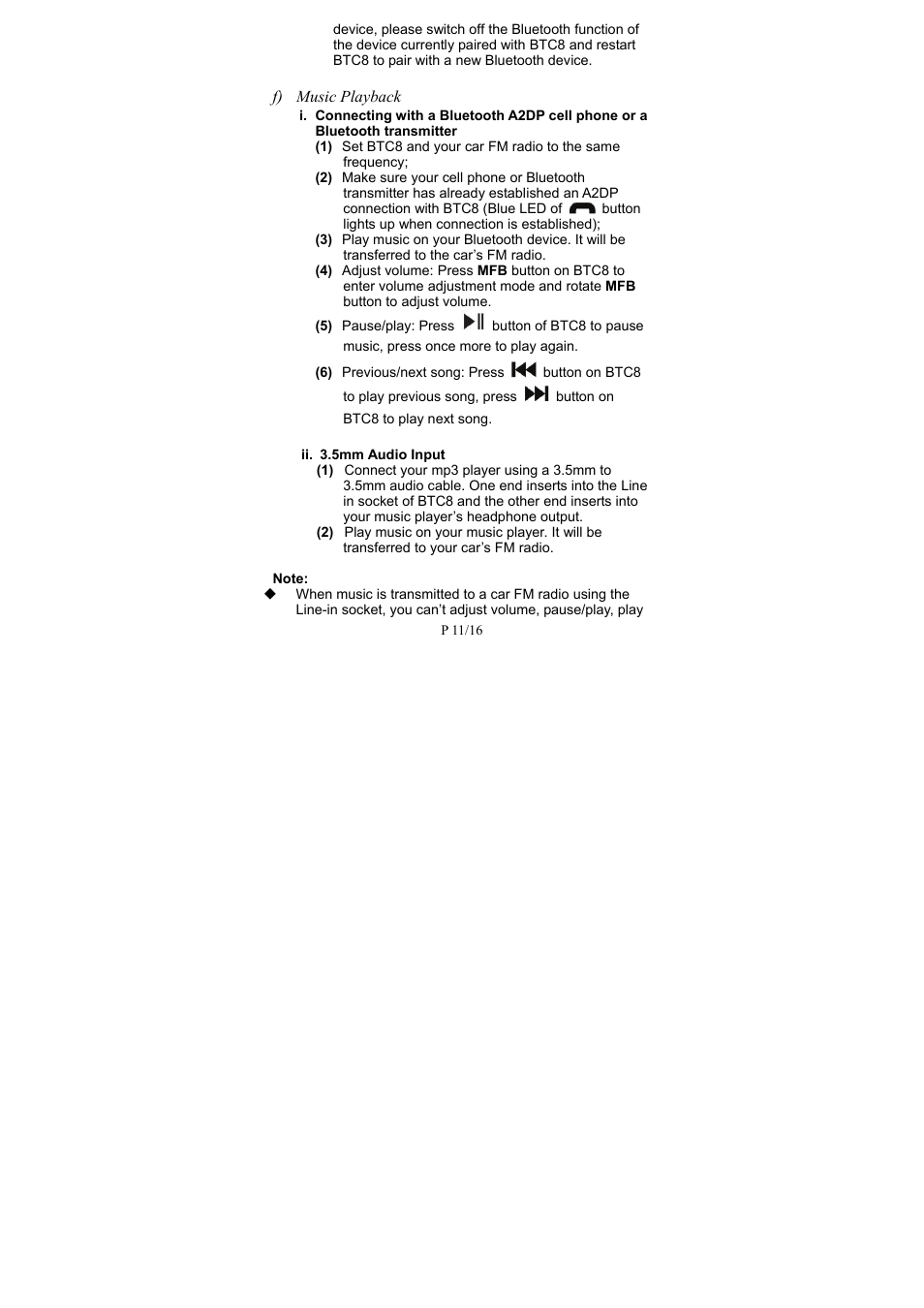 Kinivo BTC8 Bluetooth FM Transmitter User Manual | Page 13 / 18