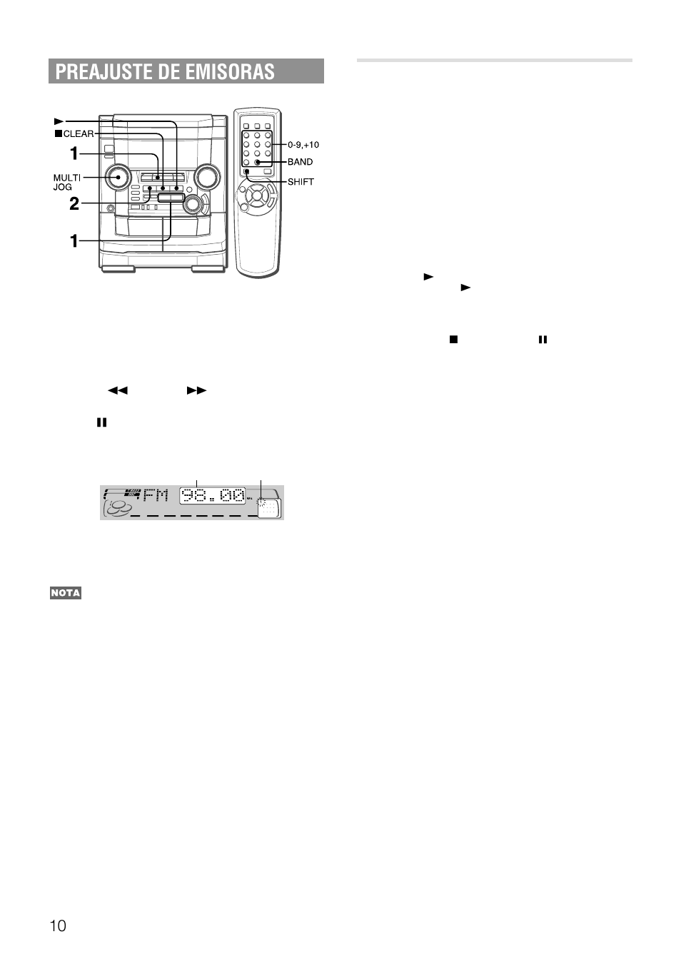Preajuste de emisoras, Sintonizacion mediante numero de preajuste | Aiwa NSX-AJ50 User Manual | Page 33 / 68