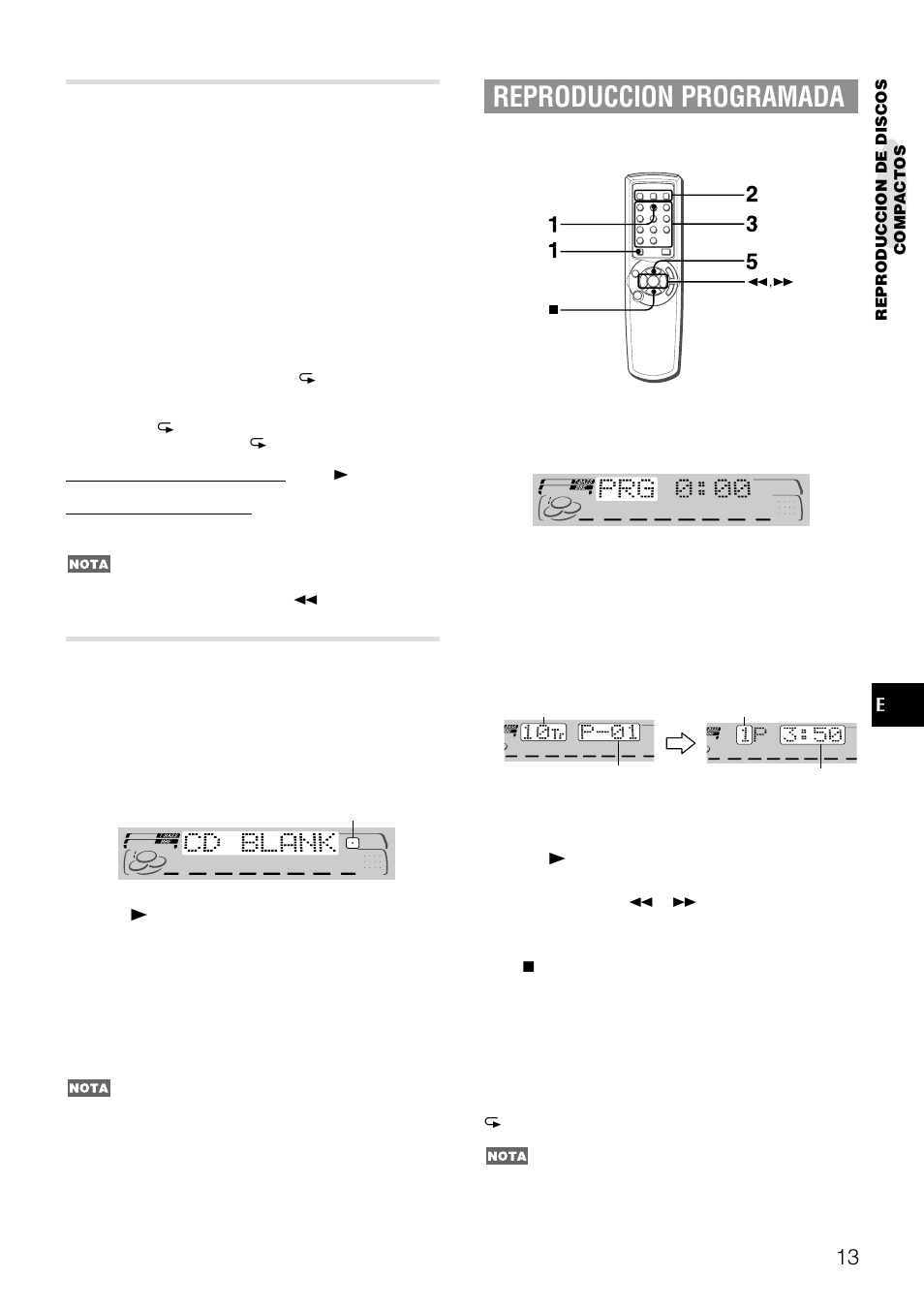 Reproduccion programada, Reproduccion con salto de secciones en blanco | Aiwa NSX-AJ50 User Manual | Page 36 / 68