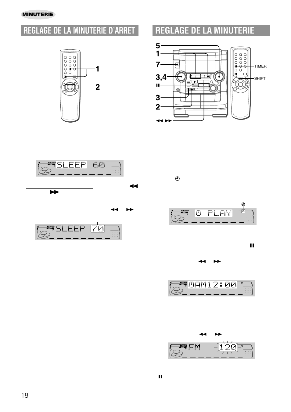 Reglage de la minuterie, Reglage de la minuterie d’arret | Aiwa NSX-AJ50 User Manual | Page 63 / 68