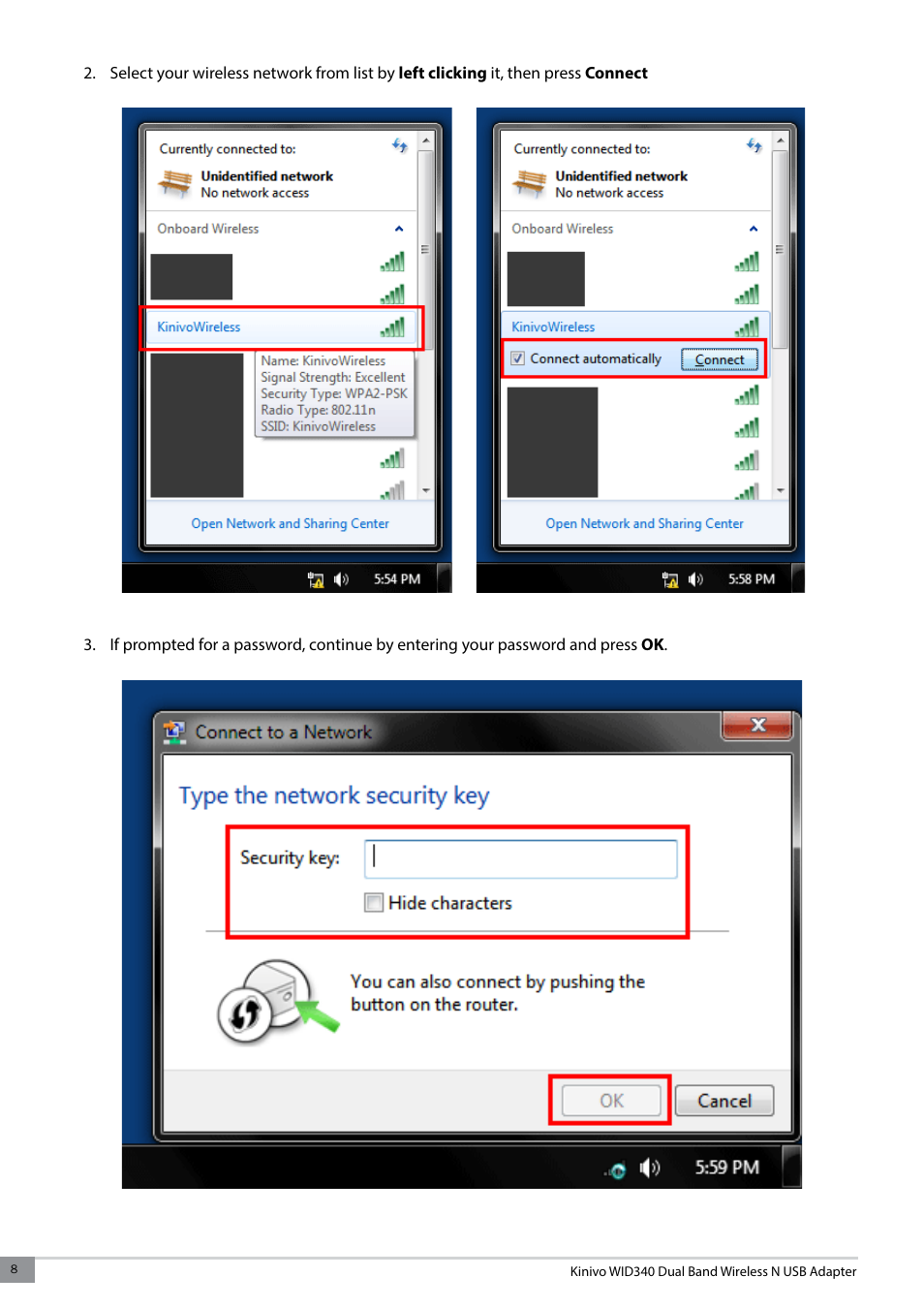 Kinivo WID340 300 Mbps Dual Band Wireless N USB Adapter User Manual | Page 8 / 20