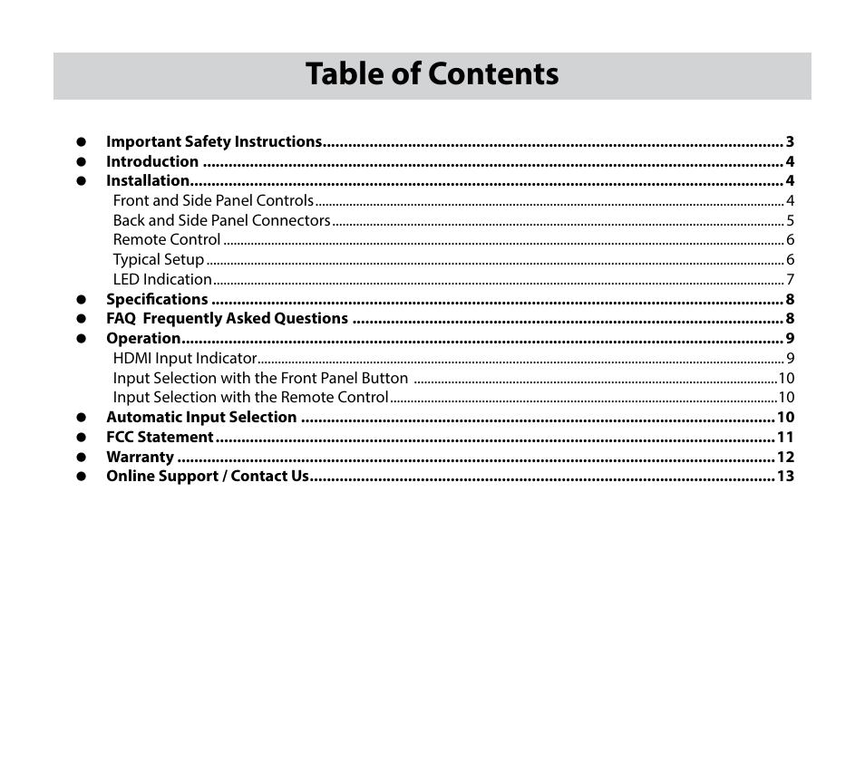 Kinivo 301BN Premium 3 port HDMI switch EN User Manual | Page 2 / 14