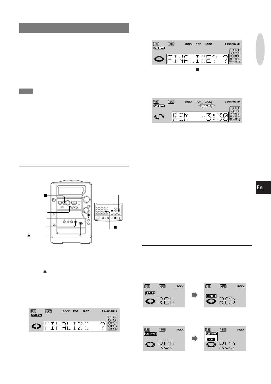 Finalization, Finalizing a cd-r or cd-rw | Aiwa XR-MR5 User Manual | Page 23 / 98