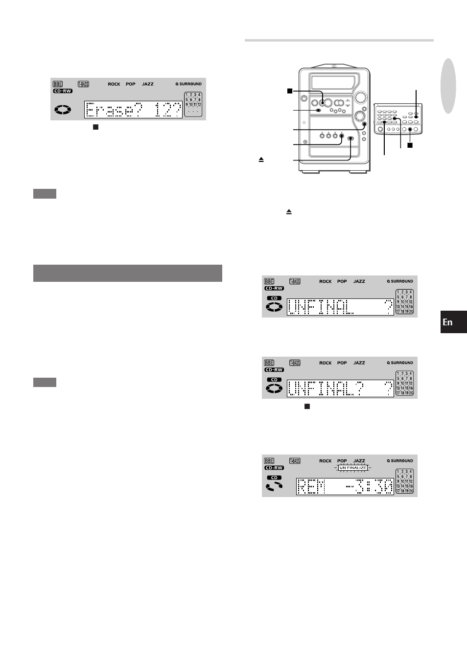 Unfinalization, Unfinalizing a cd-rw | Aiwa XR-MR5 User Manual | Page 25 / 98