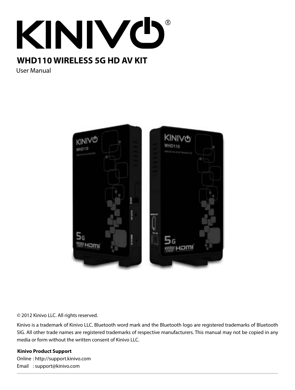 Kinivo WHD110 Wireless 5G HDMI Transmitter and Receiver System User Manual | 10 pages