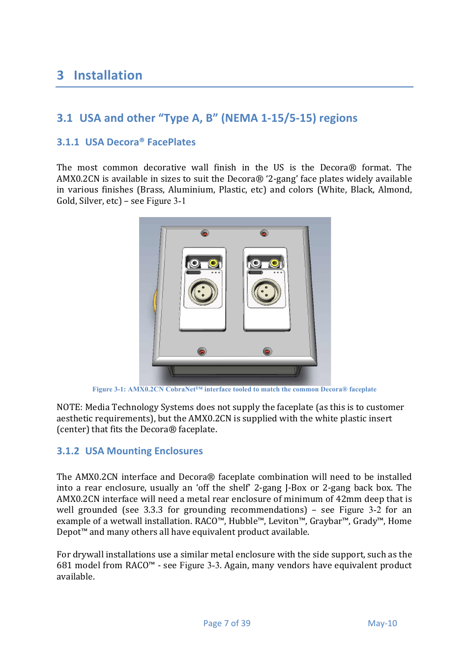 3 installation | Media Technology Systems AMX 0.2 User Manual | Page 7 / 39