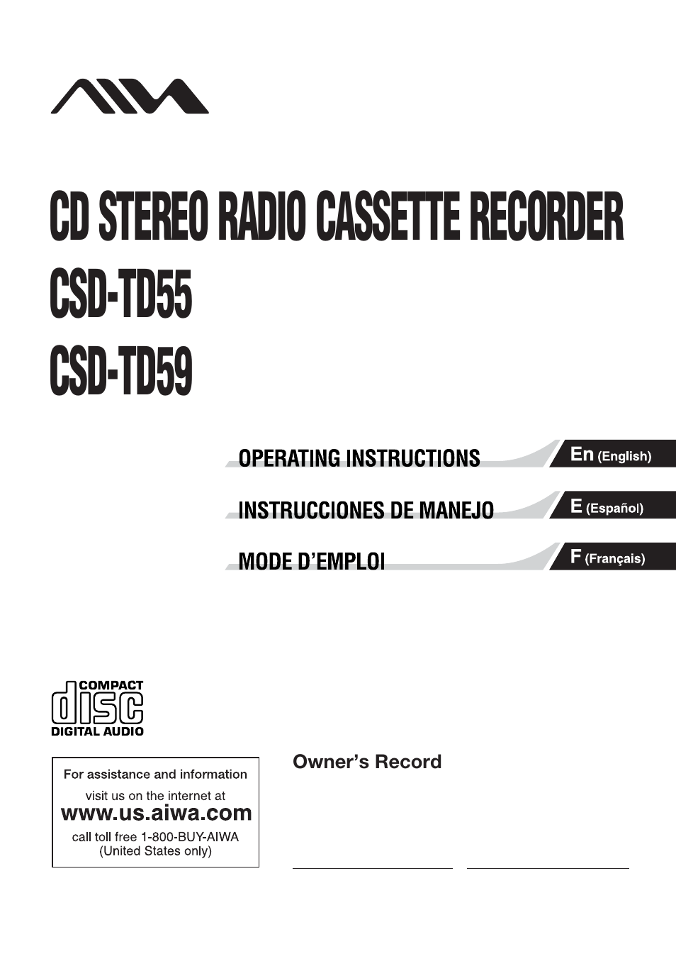 Aiwa CSD-TD55 User Manual | 36 pages