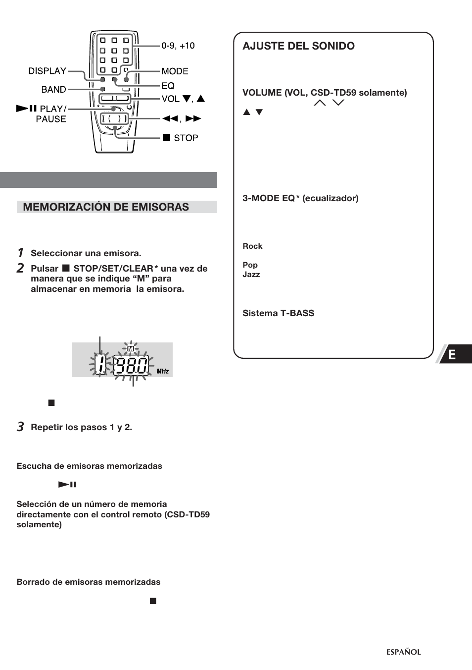 Ajuste del sonido | Aiwa CSD-TD55 User Manual | Page 17 / 36