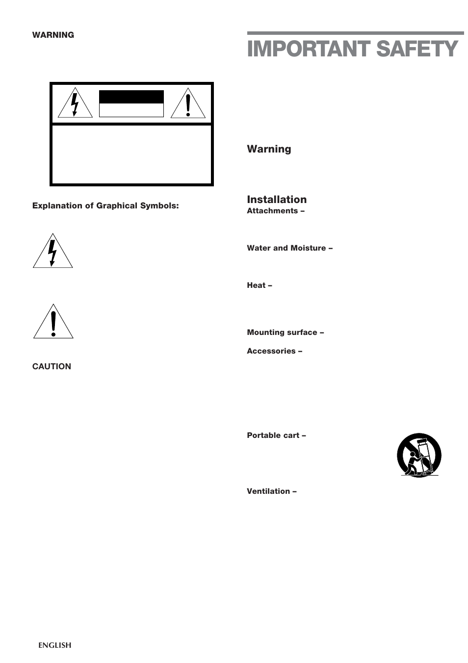 Important safety, Warning, Installation | Aiwa CSD-TD55 User Manual | Page 2 / 36