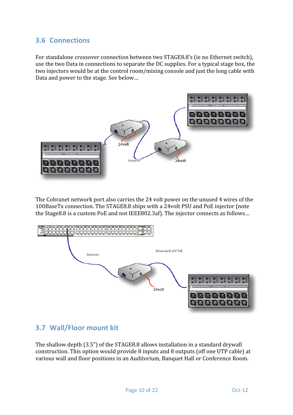 6 connections, 7 wall/floor mount kit | Media Technology Systems STAGE 8.8 User Manual | Page 10 / 22