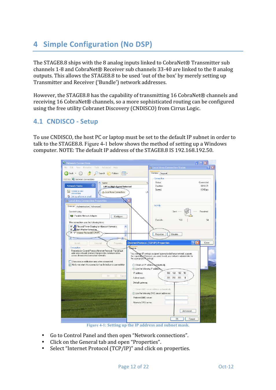 4 simple configuration (no dsp), 1 cndisco ‐ setup | Media Technology Systems STAGE 8.8 User Manual | Page 12 / 22
